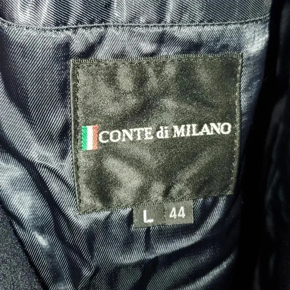 Vintage Conte di Milano Double Breasted Navy Wool Cashmere Trench Coat Men's L44 - Picture 9 of 17